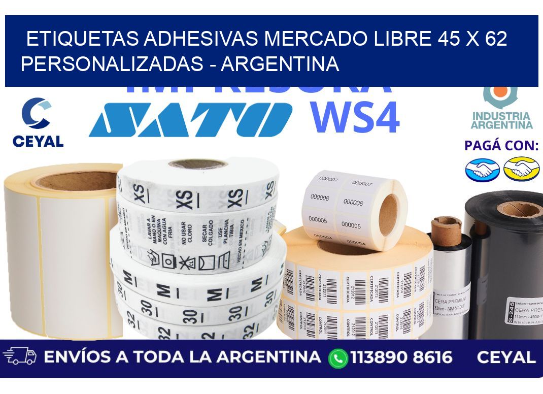 etiquetas adhesivas mercado libre 45 x 62 personalizadas - Argentina