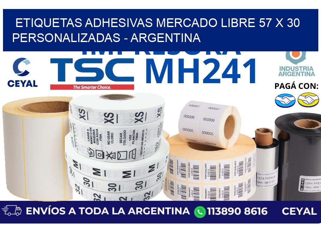 etiquetas adhesivas mercado libre 57 x 30 personalizadas - Argentina