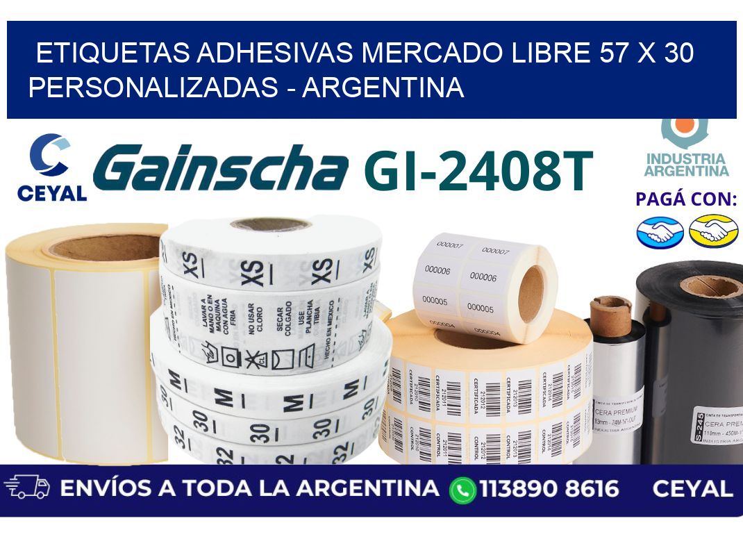 etiquetas adhesivas mercado libre 57 x 30 personalizadas - Argentina