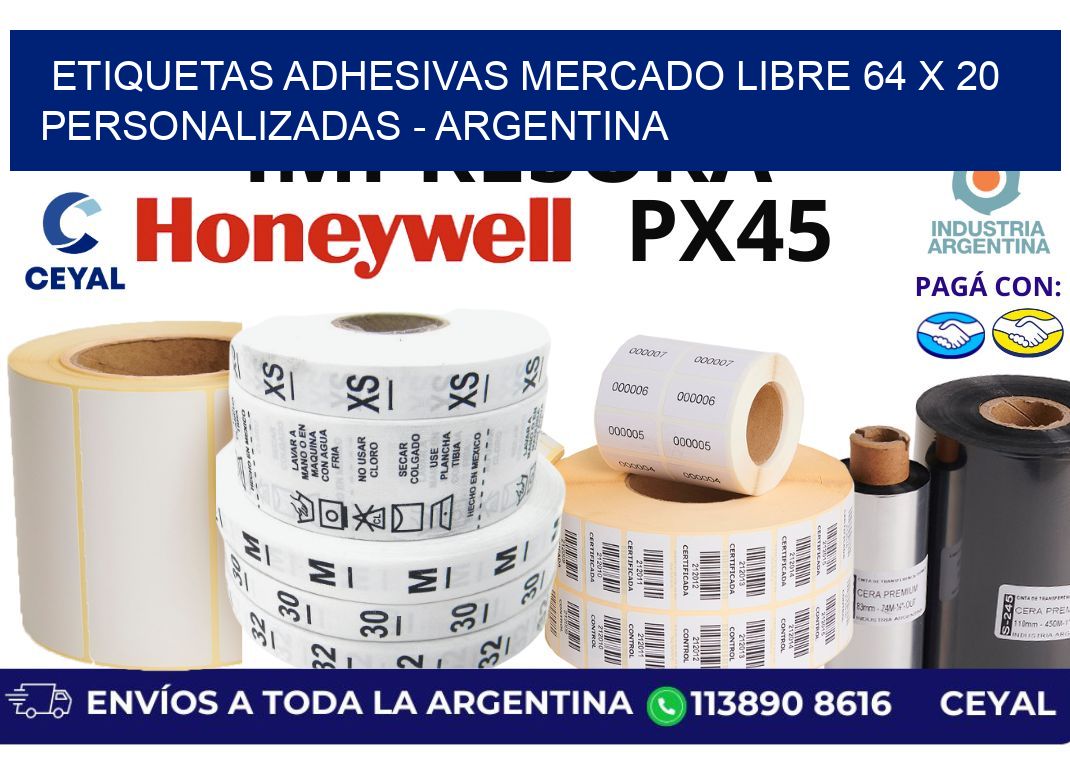 etiquetas adhesivas mercado libre 64 x 20 personalizadas – Argentina