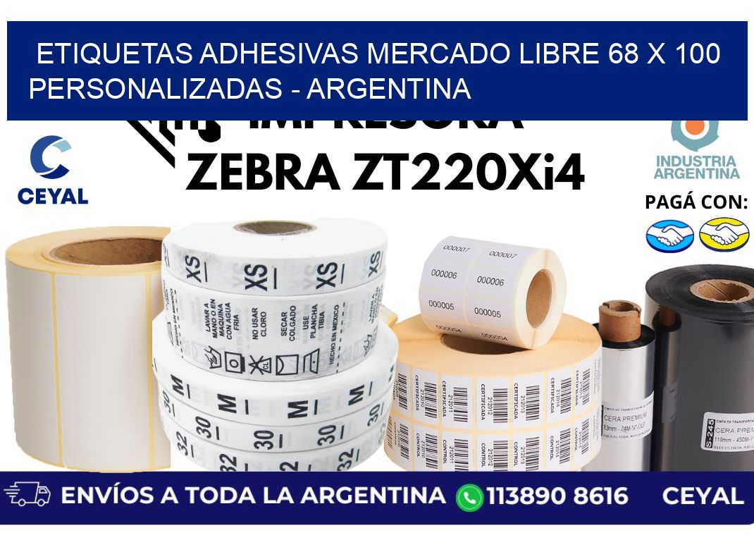 etiquetas adhesivas mercado libre 68 x 100 personalizadas - Argentina