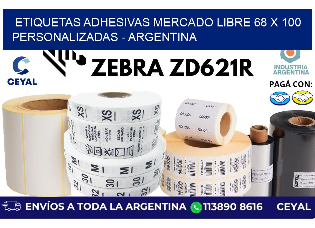 etiquetas adhesivas mercado libre 68 x 100 personalizadas - Argentina