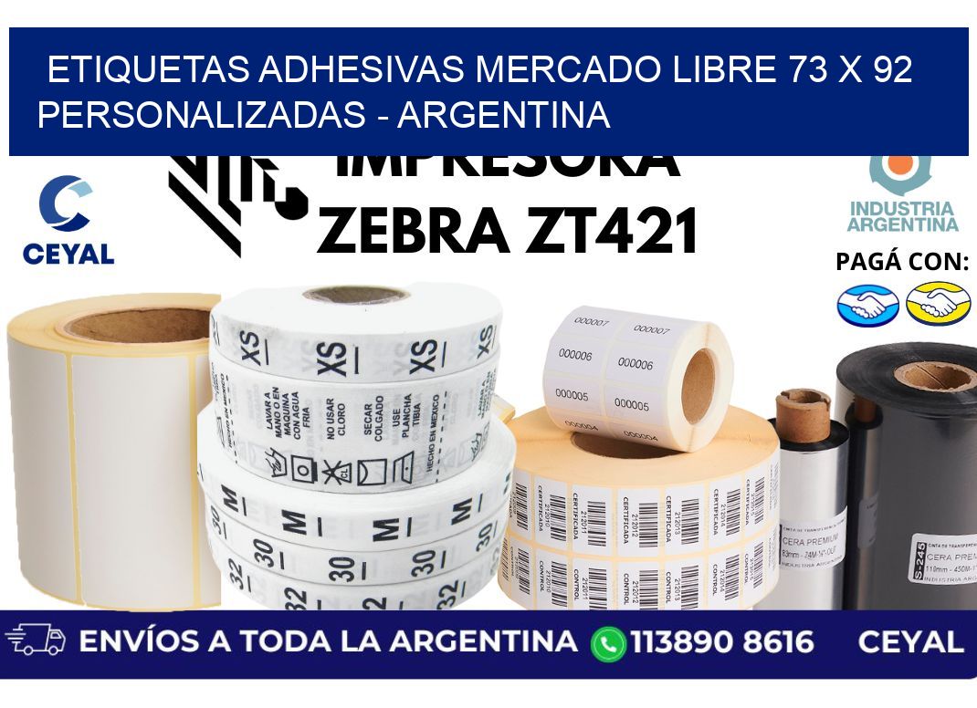 etiquetas adhesivas mercado libre 73 x 92 personalizadas – Argentina