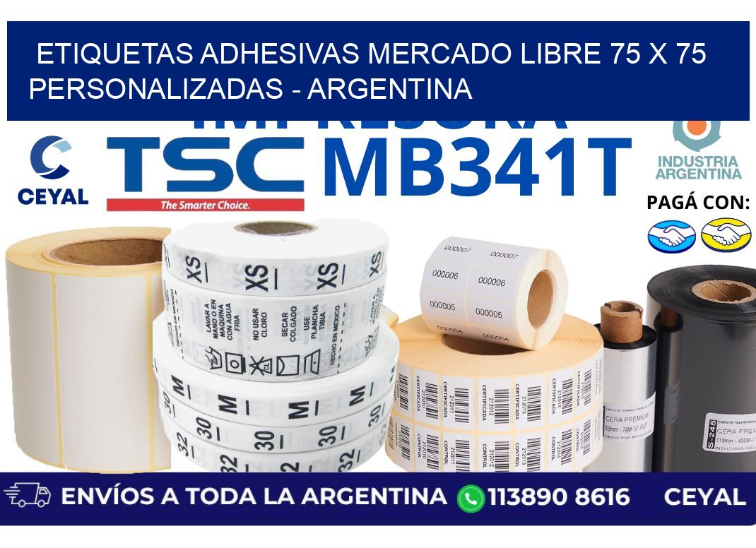 etiquetas adhesivas mercado libre 75 x 75 personalizadas - Argentina
