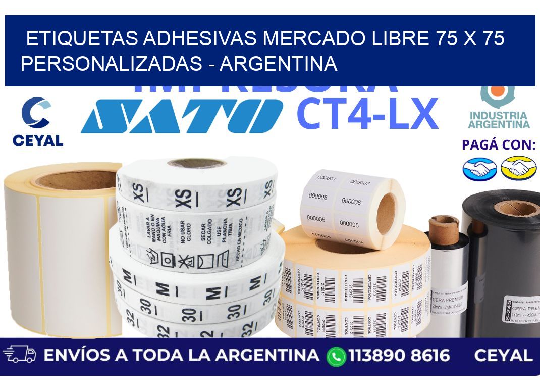 etiquetas adhesivas mercado libre 75 x 75 personalizadas – Argentina