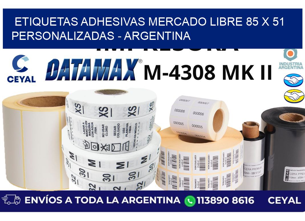 etiquetas adhesivas mercado libre 85 x 51 personalizadas - Argentina