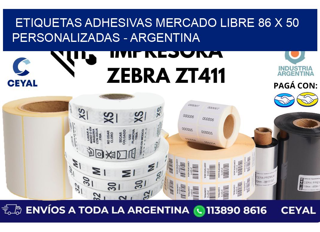 etiquetas adhesivas mercado libre 86 x 50 personalizadas - Argentina