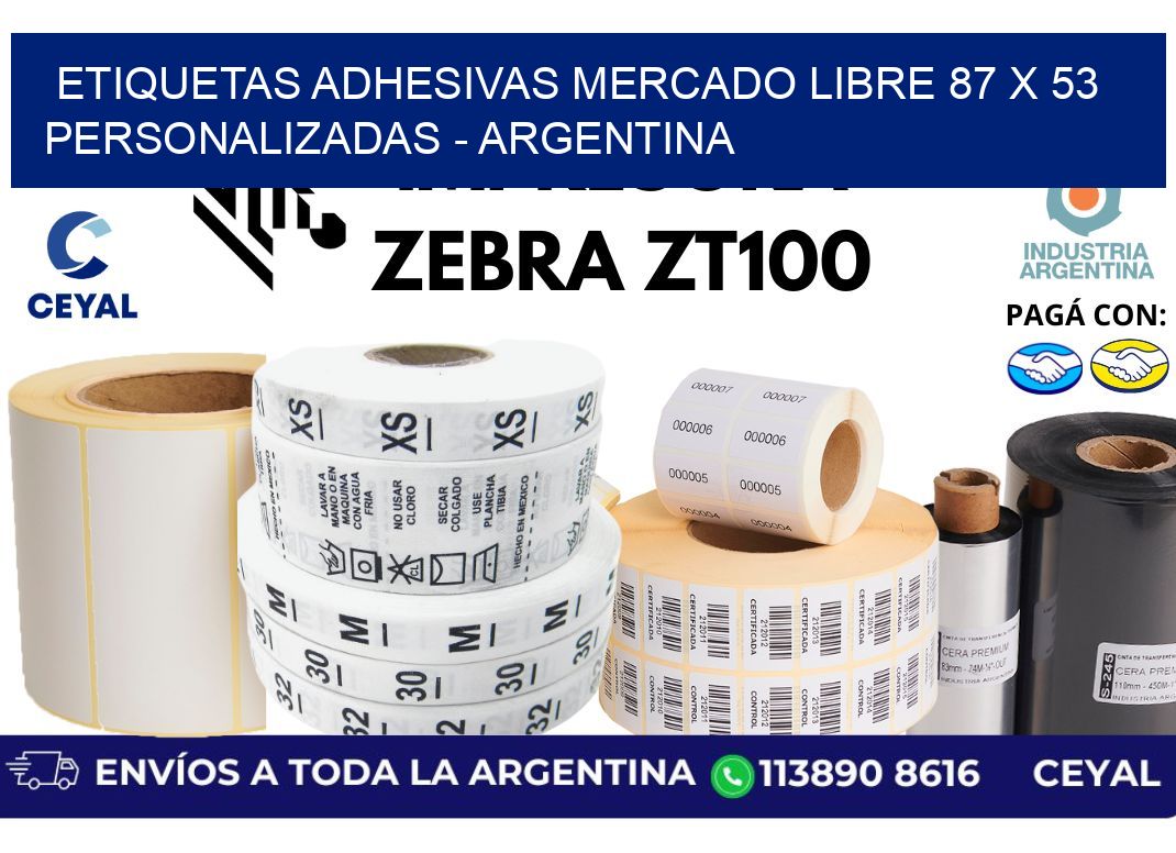 etiquetas adhesivas mercado libre 87 x 53 personalizadas - Argentina