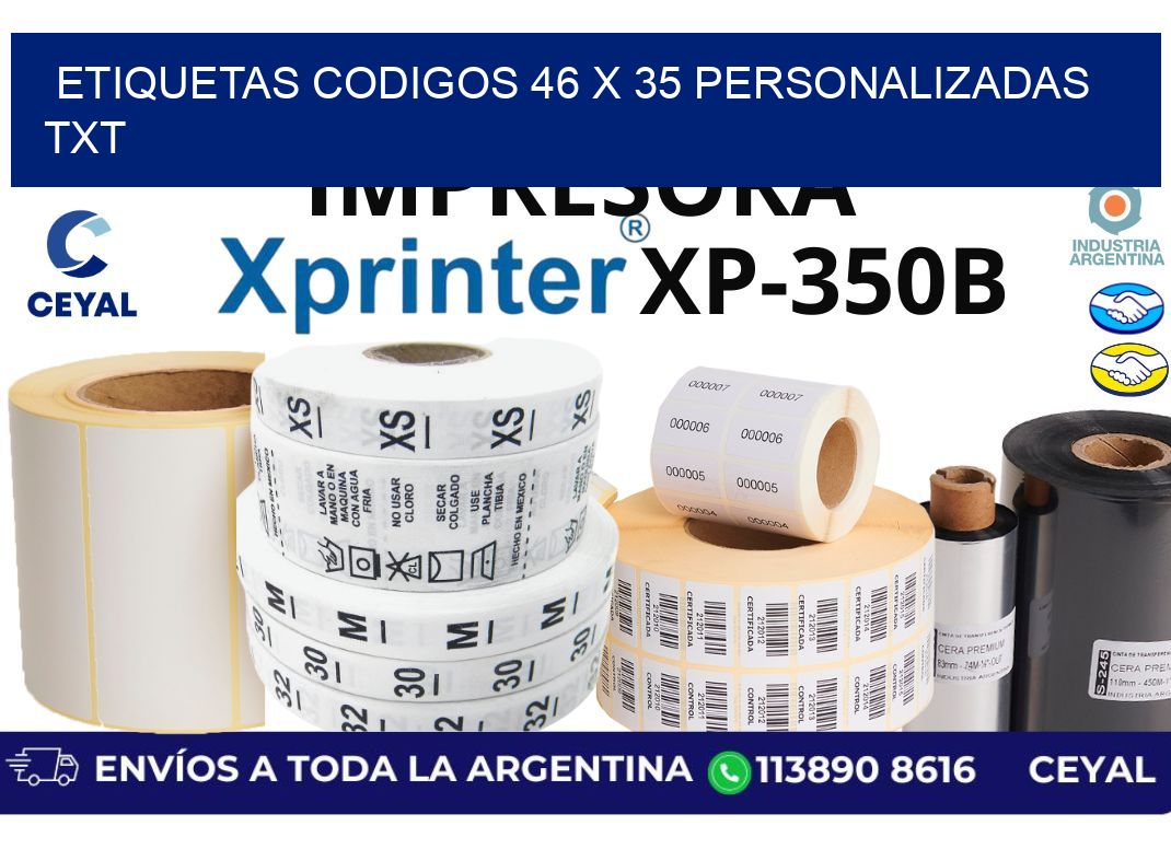 etiquetas codigos 46 x 35 personalizadas txt