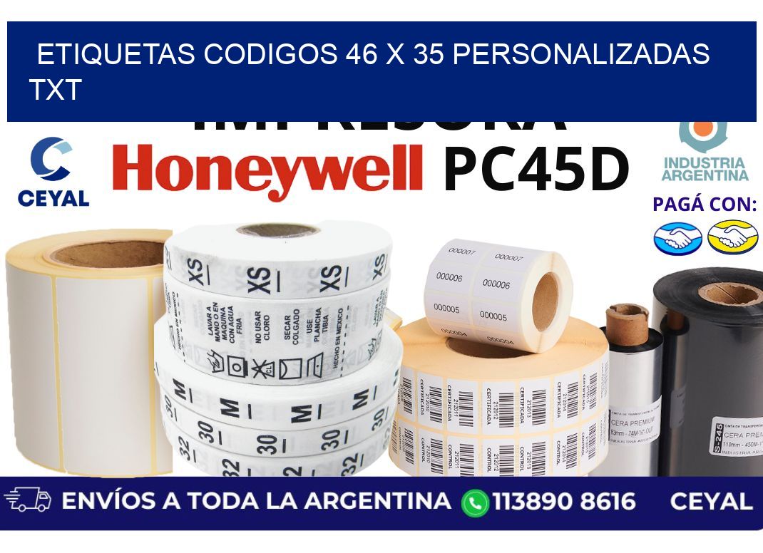 etiquetas codigos 46 x 35 personalizadas txt
