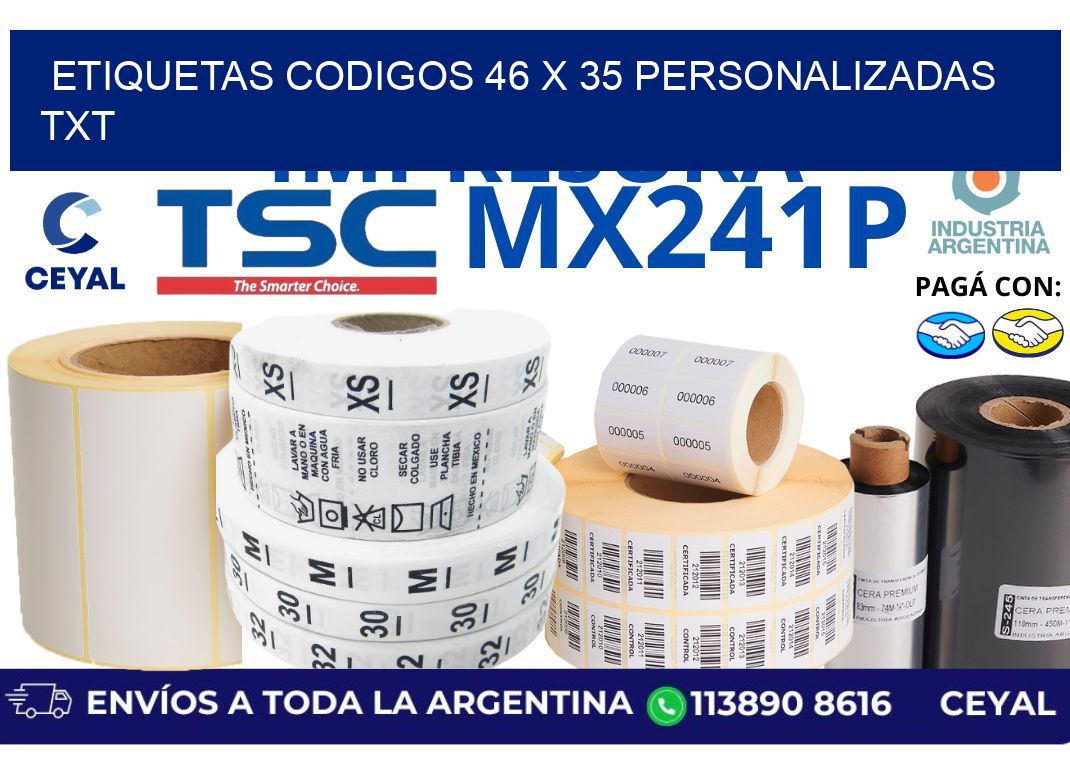 etiquetas codigos 46 x 35 personalizadas txt