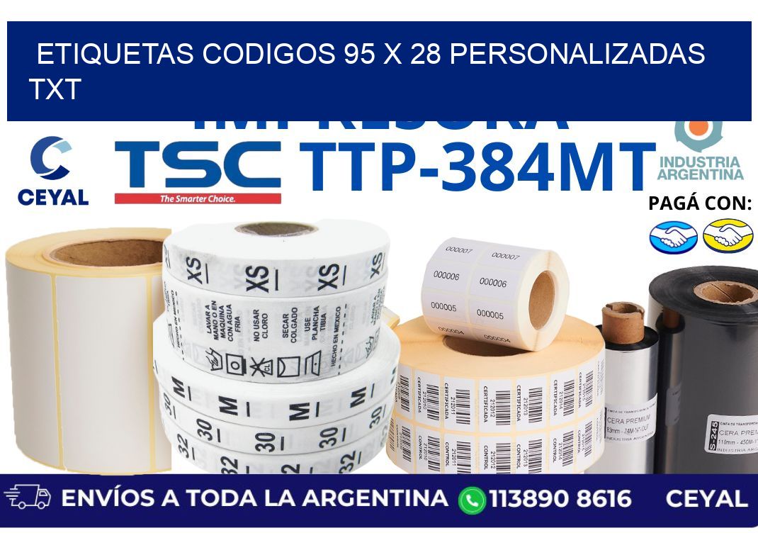 etiquetas codigos 95 x 28 personalizadas txt