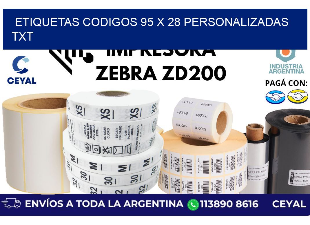 etiquetas codigos 95 x 28 personalizadas txt