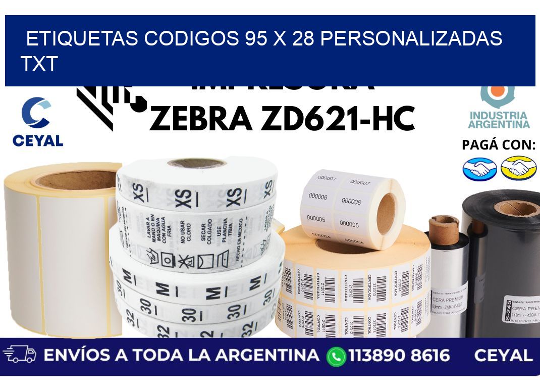 etiquetas codigos 95 x 28 personalizadas txt