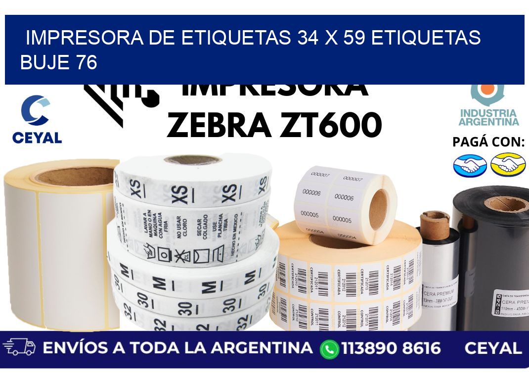 impresora de etiquetas 34 x 59 etiquetas buje 76