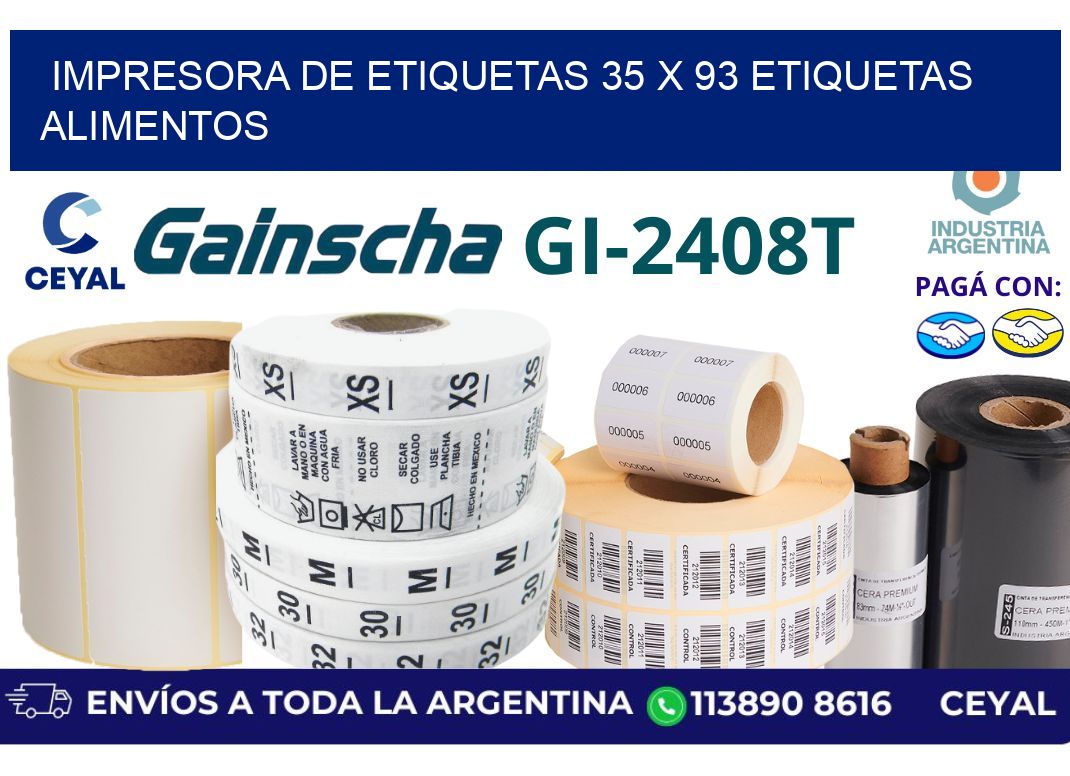 impresora de etiquetas 35 x 93 etiquetas alimentos