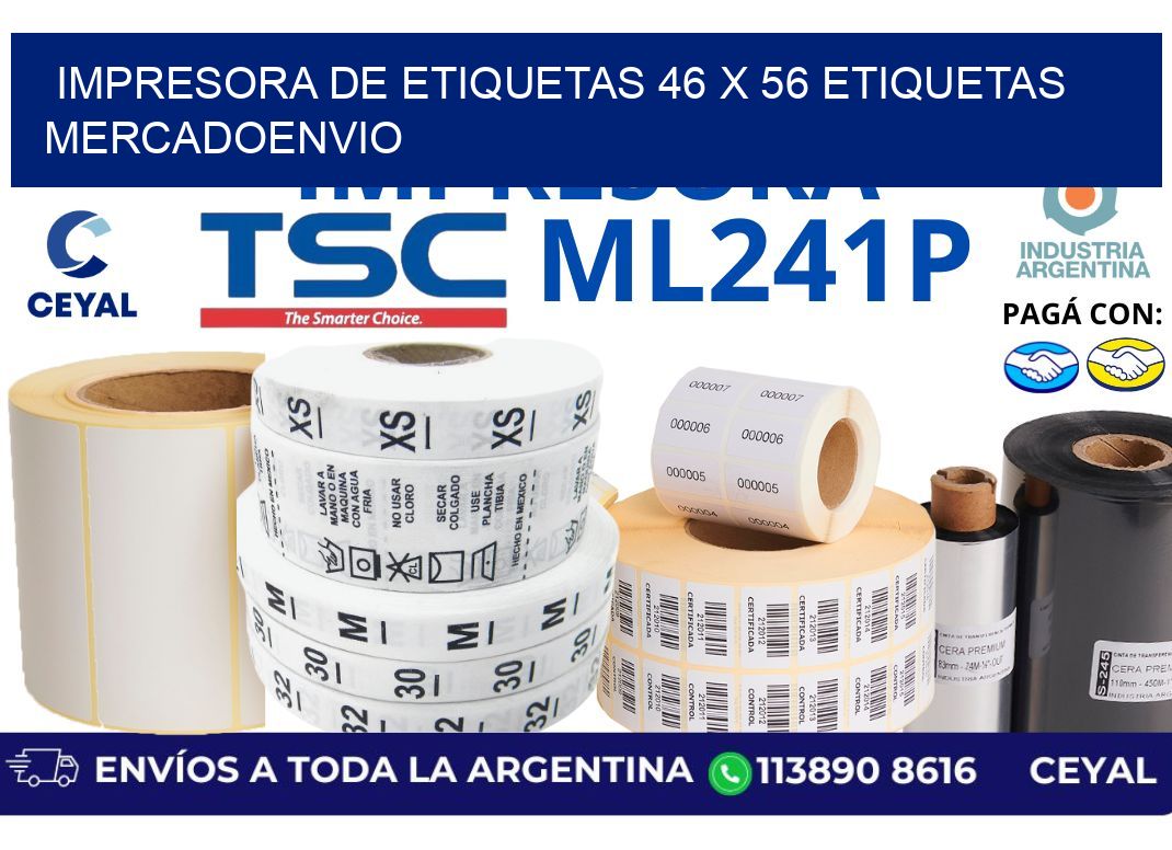 impresora de etiquetas 46 x 56 etiquetas mercadoenvio