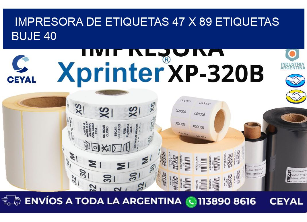 impresora de etiquetas 47 x 89 etiquetas buje 40