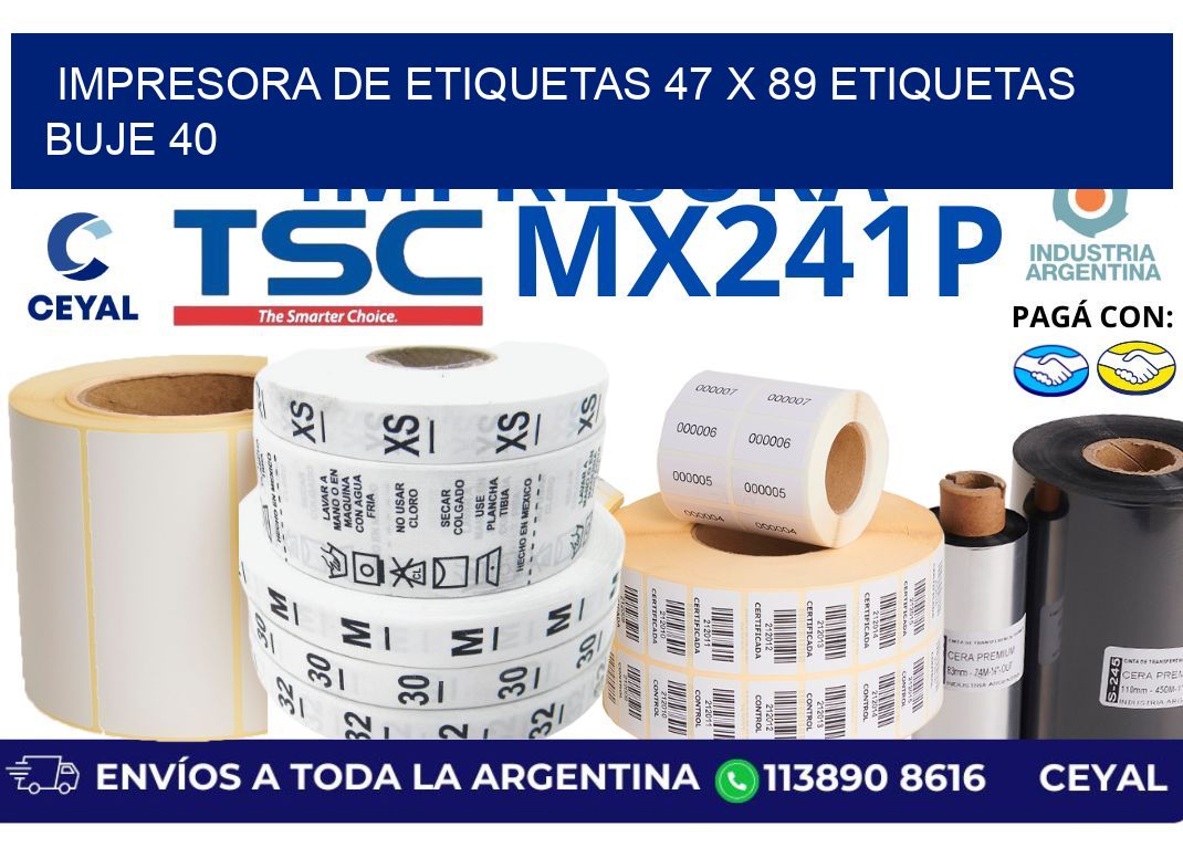 impresora de etiquetas 47 x 89 etiquetas buje 40