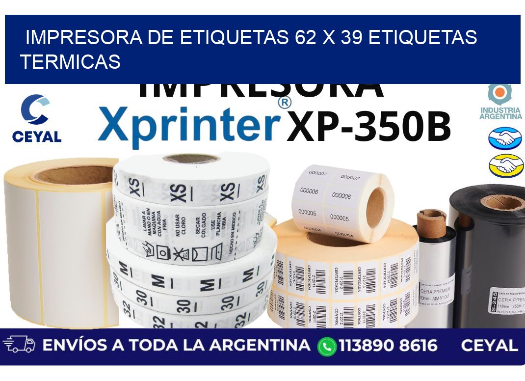 impresora de etiquetas 62 x 39 etiquetas termicas