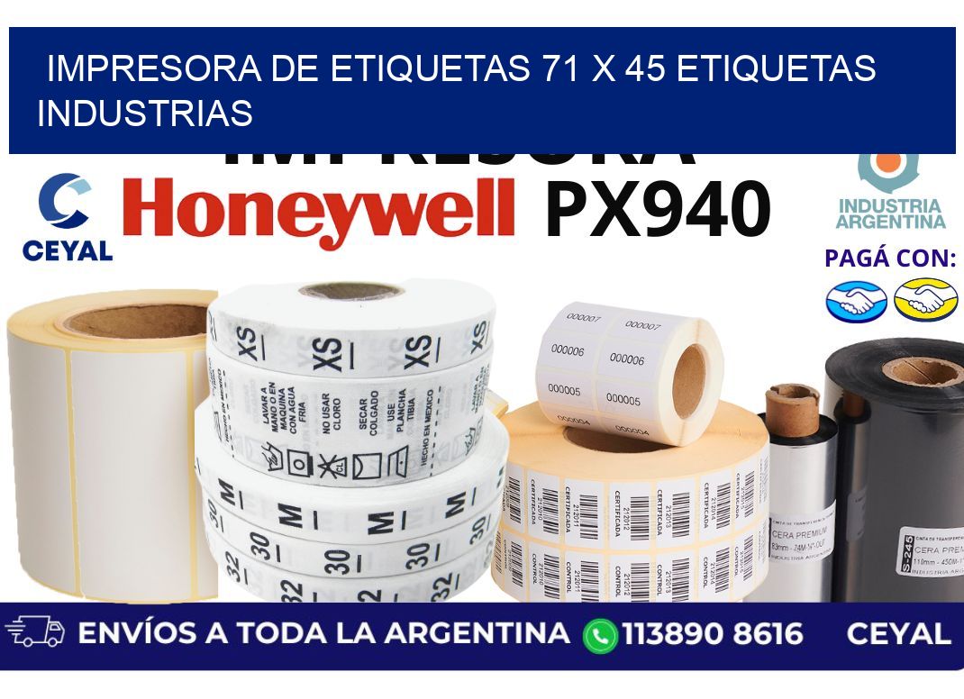 impresora de etiquetas 71 x 45 etiquetas industrias
