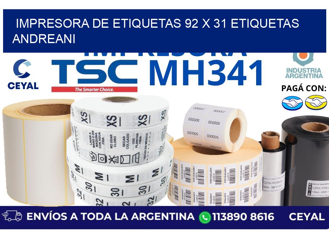 impresora de etiquetas 92 x 31 etiquetas andreani