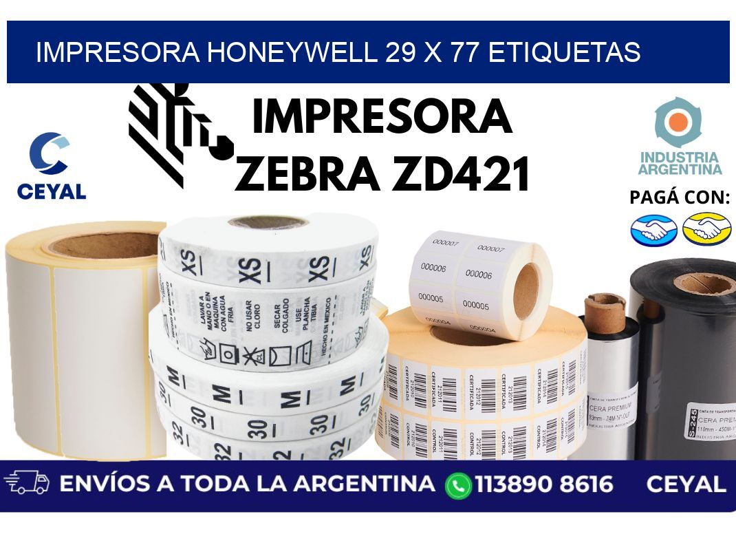 impresora honeywell 29 x 77 etiquetas
