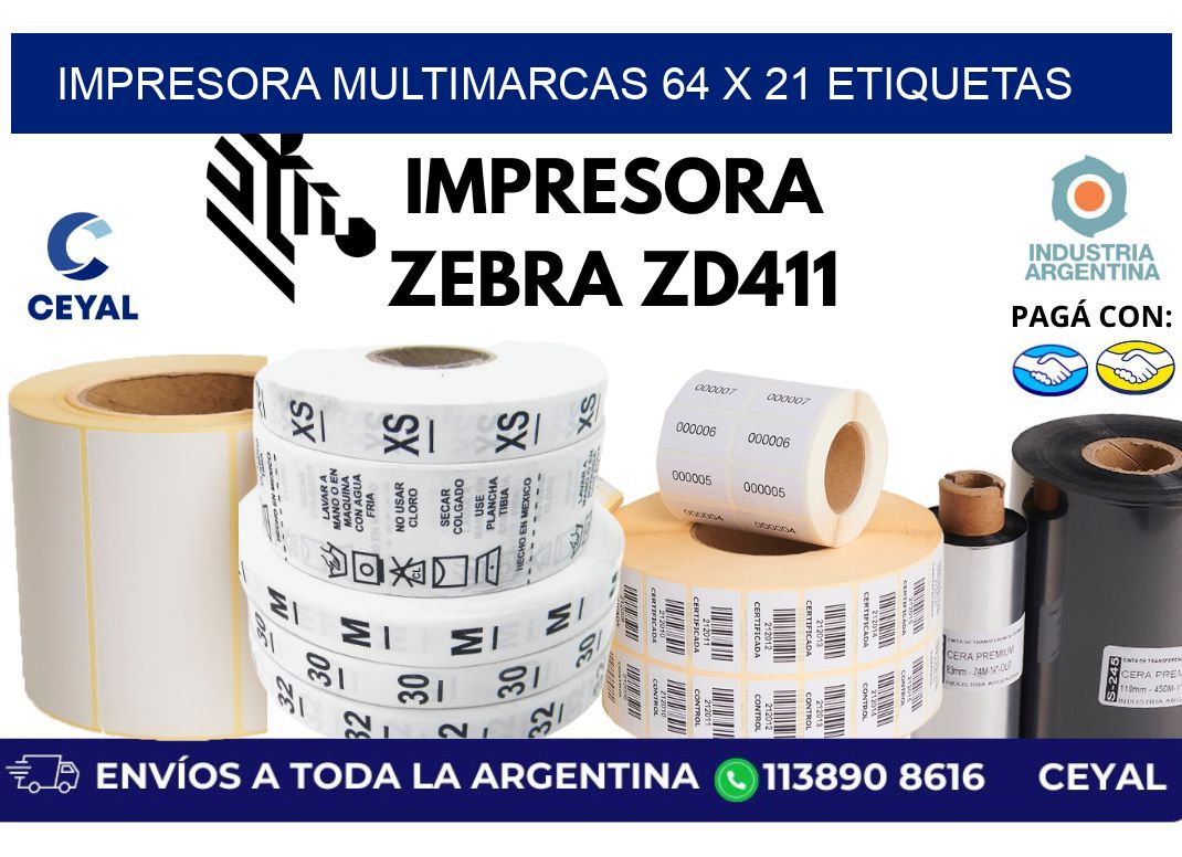 impresora multimarcas 64 x 21 etiquetas