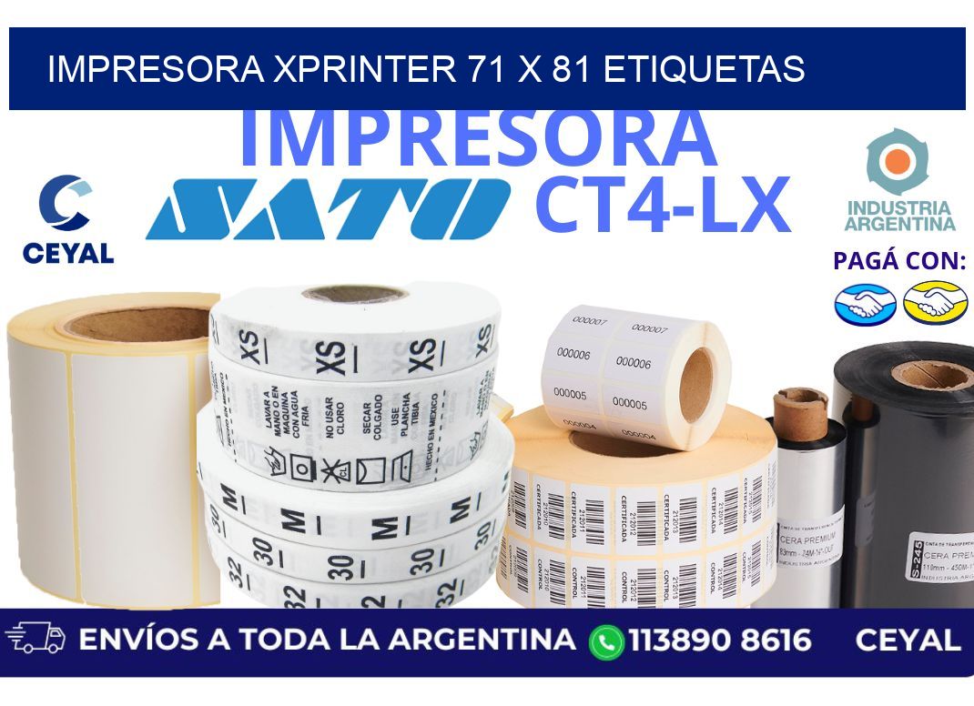 impresora xprinter 71 x 81 etiquetas