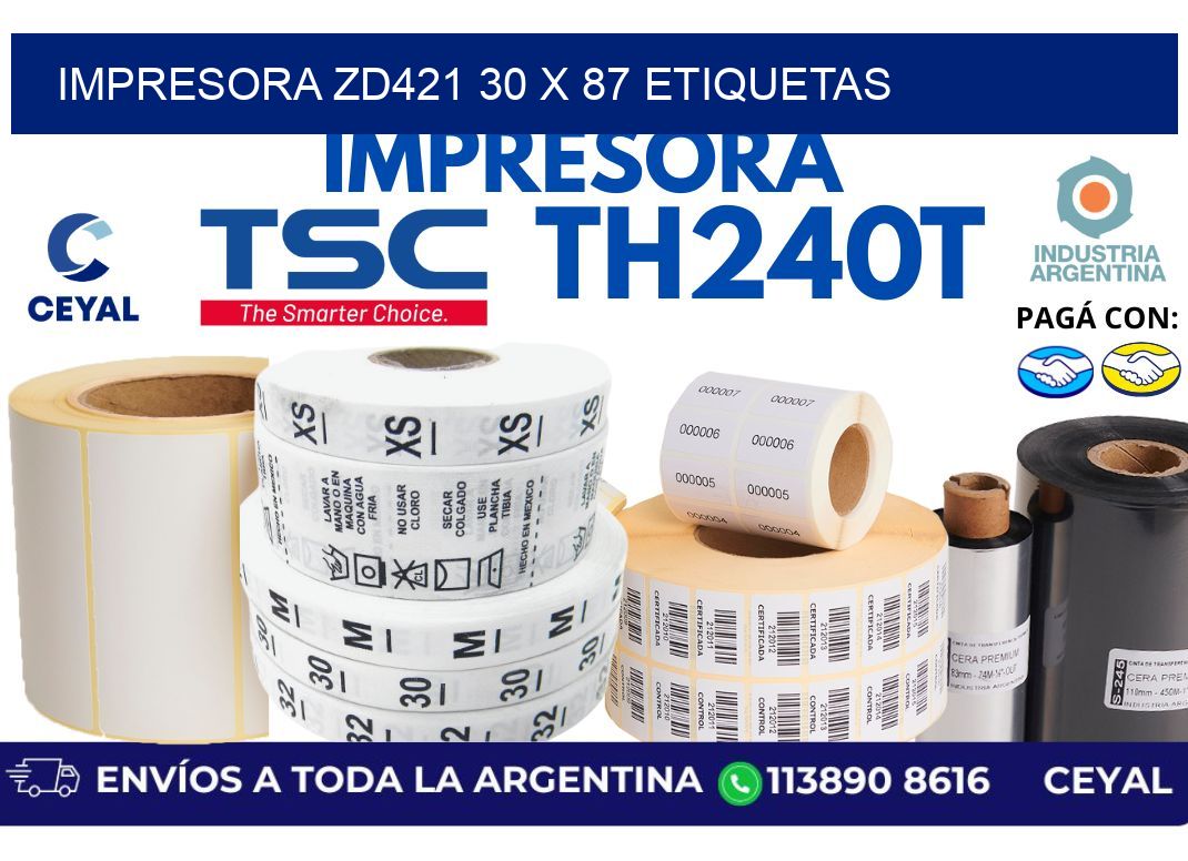 impresora zd421 30 x 87 etiquetas