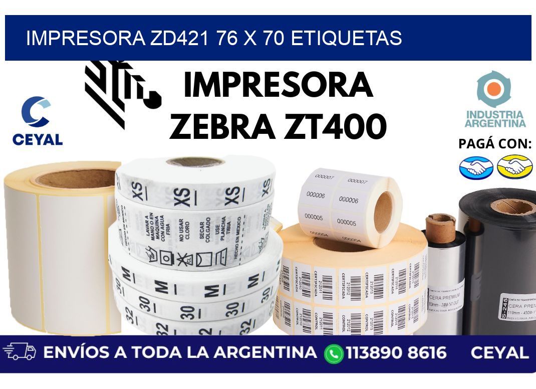 impresora zd421 76 x 70 etiquetas