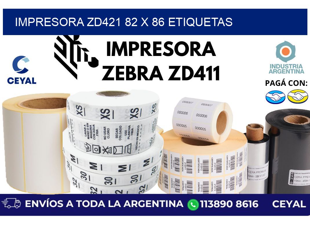 impresora zd421 82 x 86 etiquetas