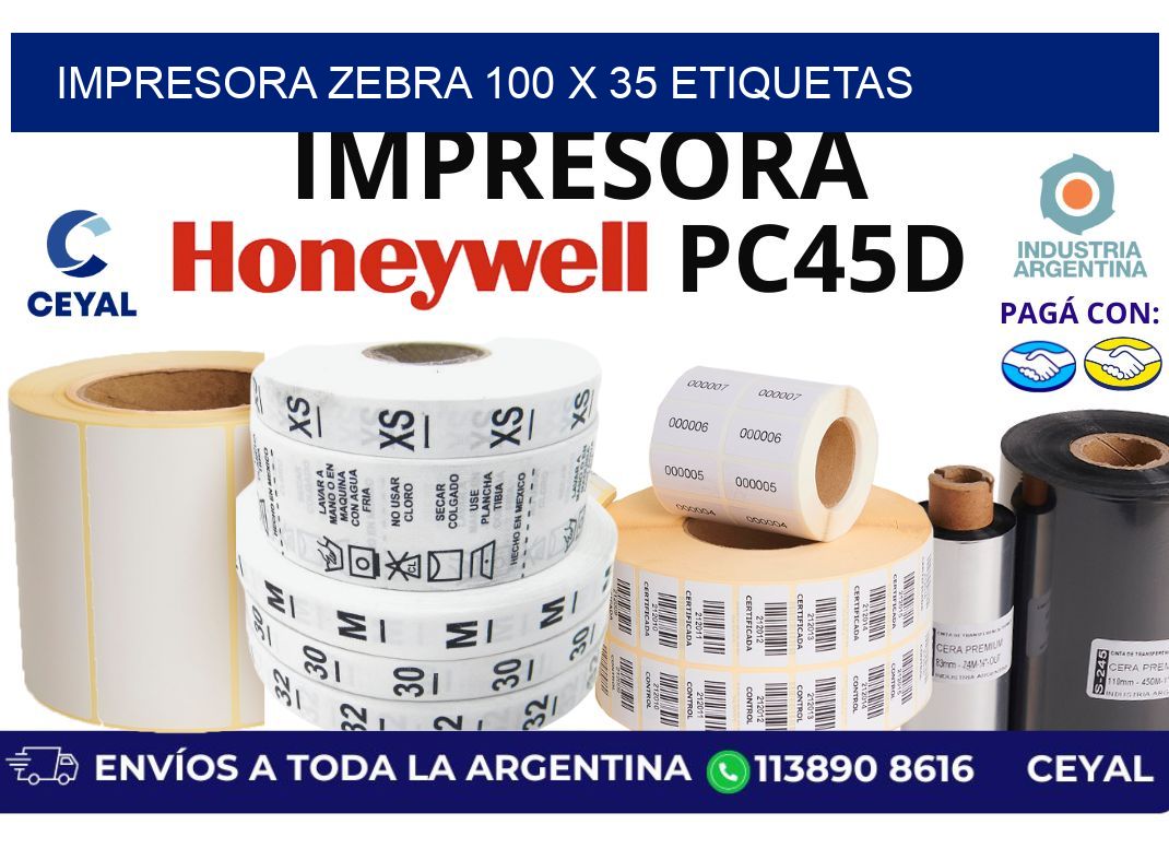 impresora zebra 100 x 35 etiquetas
