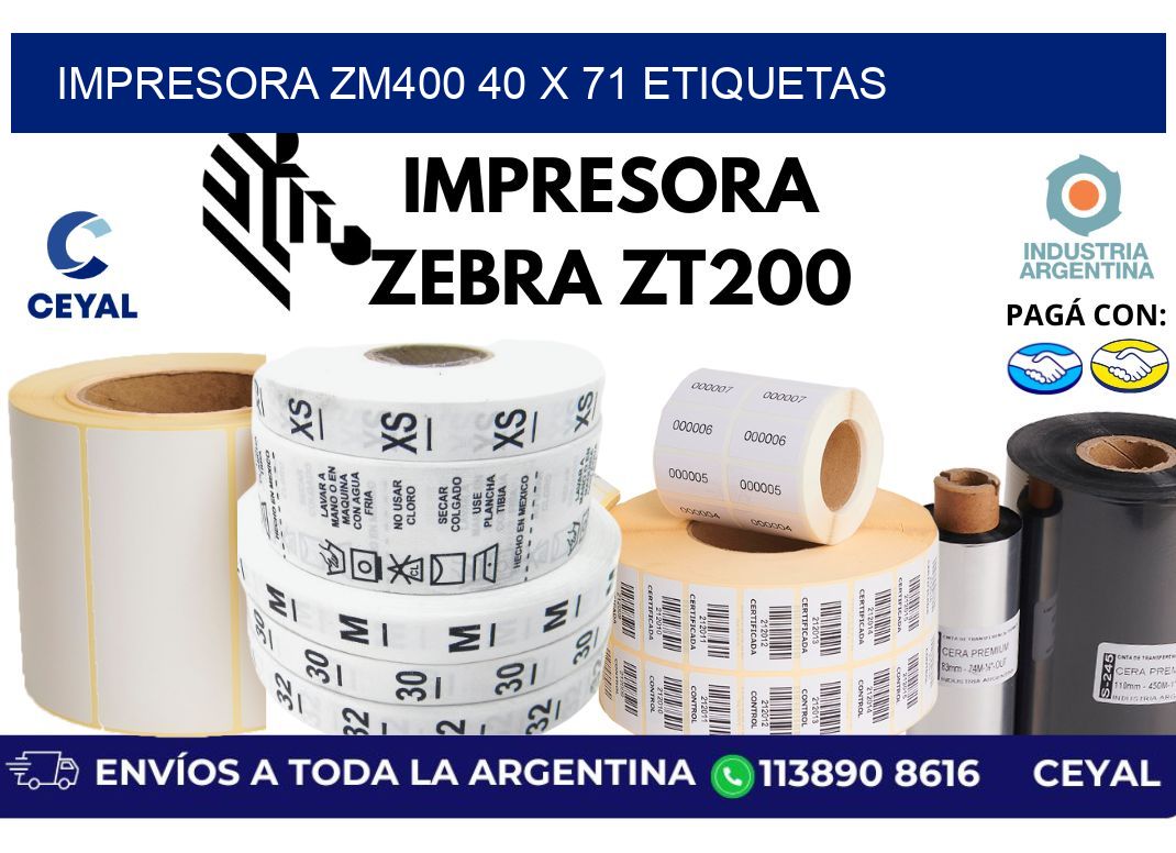 impresora zm400 40 x 71 etiquetas