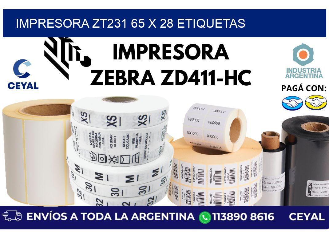 impresora zt231 65 x 28 etiquetas