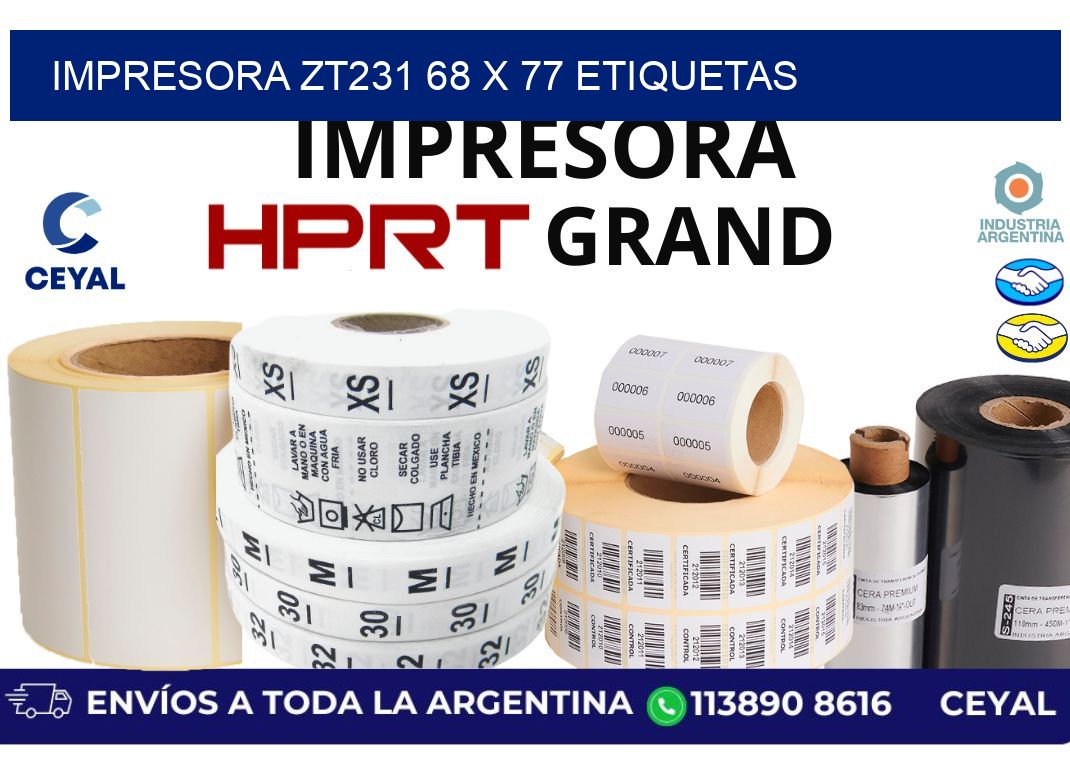 impresora zt231 68 x 77 etiquetas