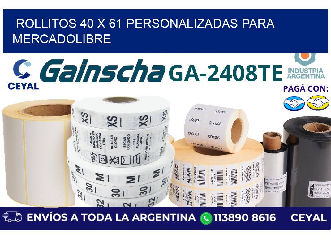 rollitos 40 x 61 personalizadas para mercadolibre
