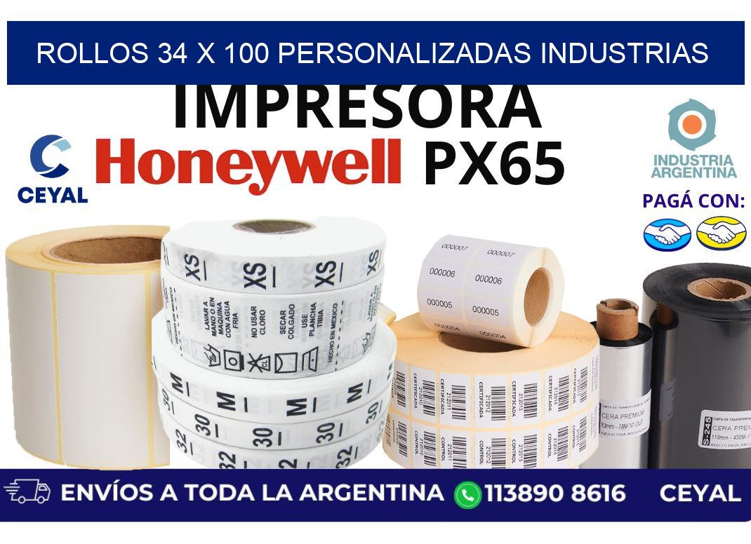 rollos 34 x 100 personalizadas industrias