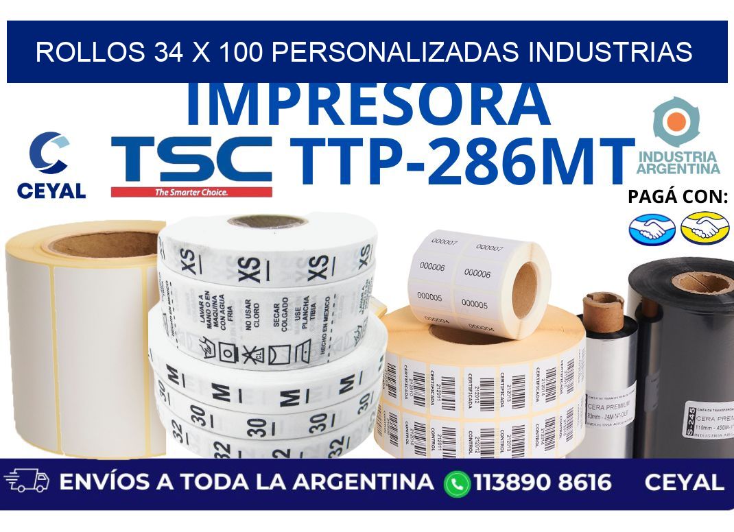 rollos 34 x 100 personalizadas industrias