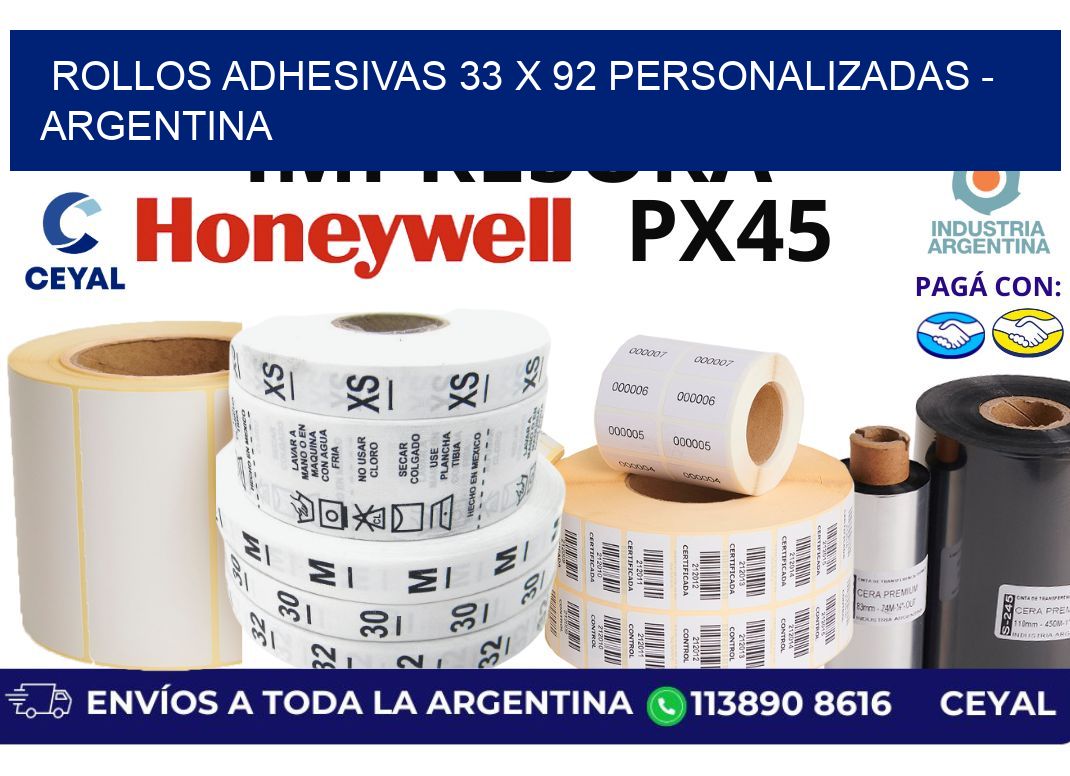 rollos adhesivas 33 x 92 personalizadas – Argentina