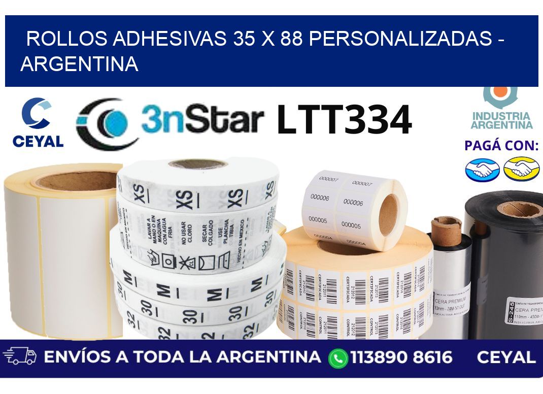 rollos adhesivas 35 x 88 personalizadas - Argentina