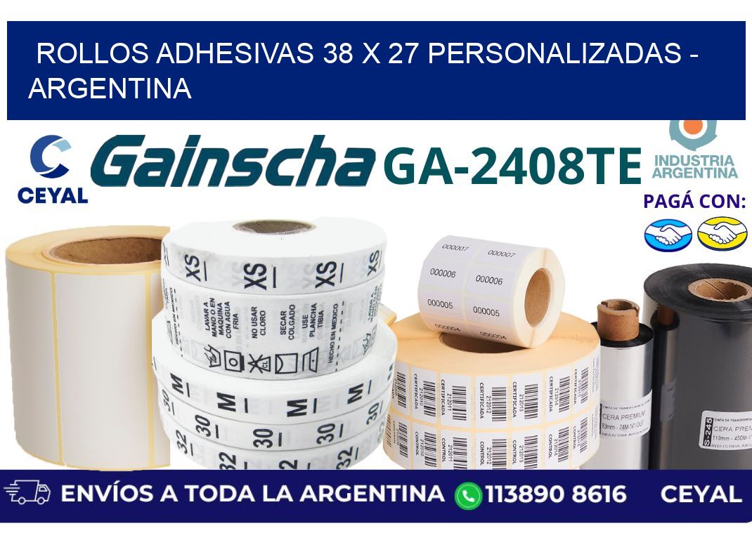 rollos adhesivas 38 x 27 personalizadas - Argentina