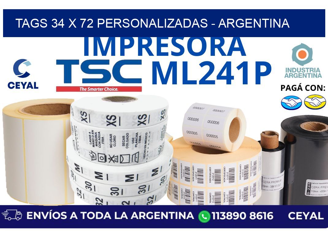 tags 34 x 72 personalizadas - Argentina