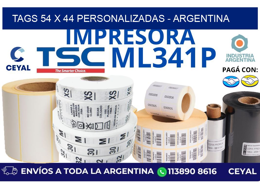 tags 54 x 44 personalizadas - Argentina