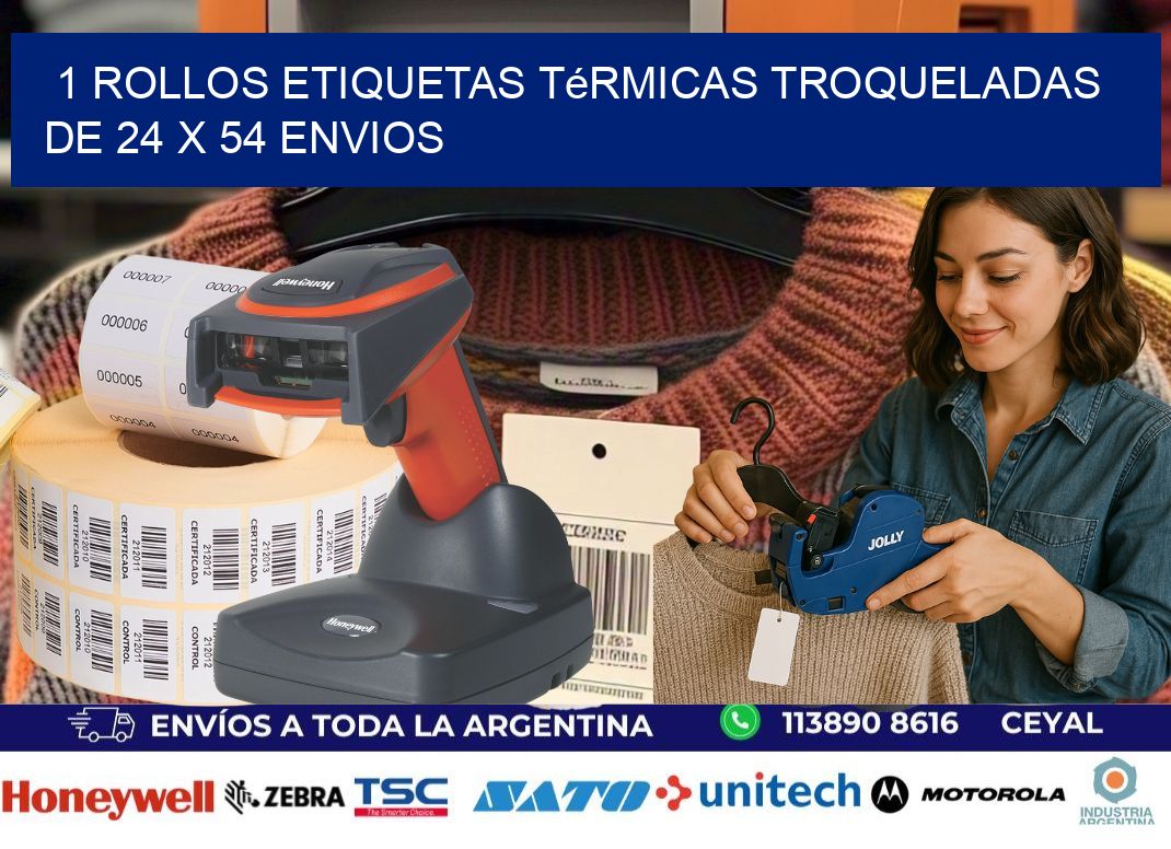1 Rollos Etiquetas Térmicas Troqueladas De 24 x 54 ENVIOS