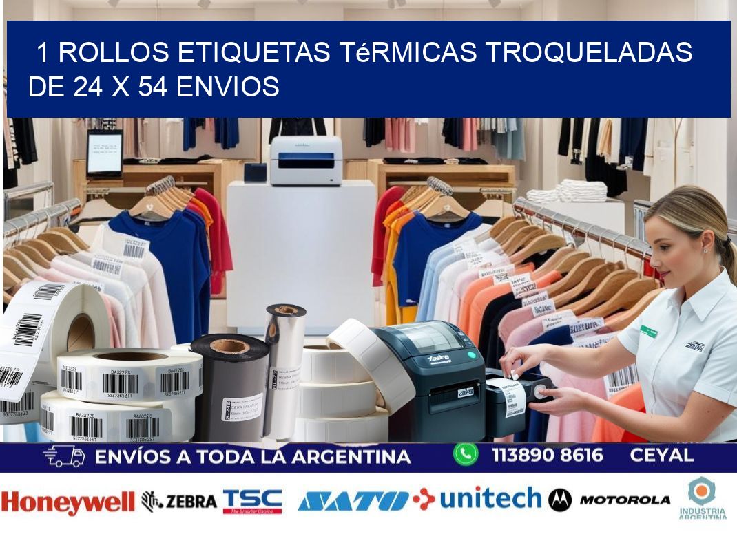 1 Rollos Etiquetas Térmicas Troqueladas De 24 x 54 ENVIOS