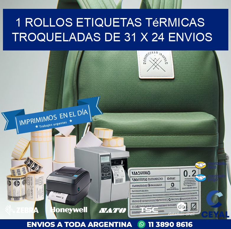1 Rollos Etiquetas Térmicas Troqueladas De 31 x 24 ENVIOS