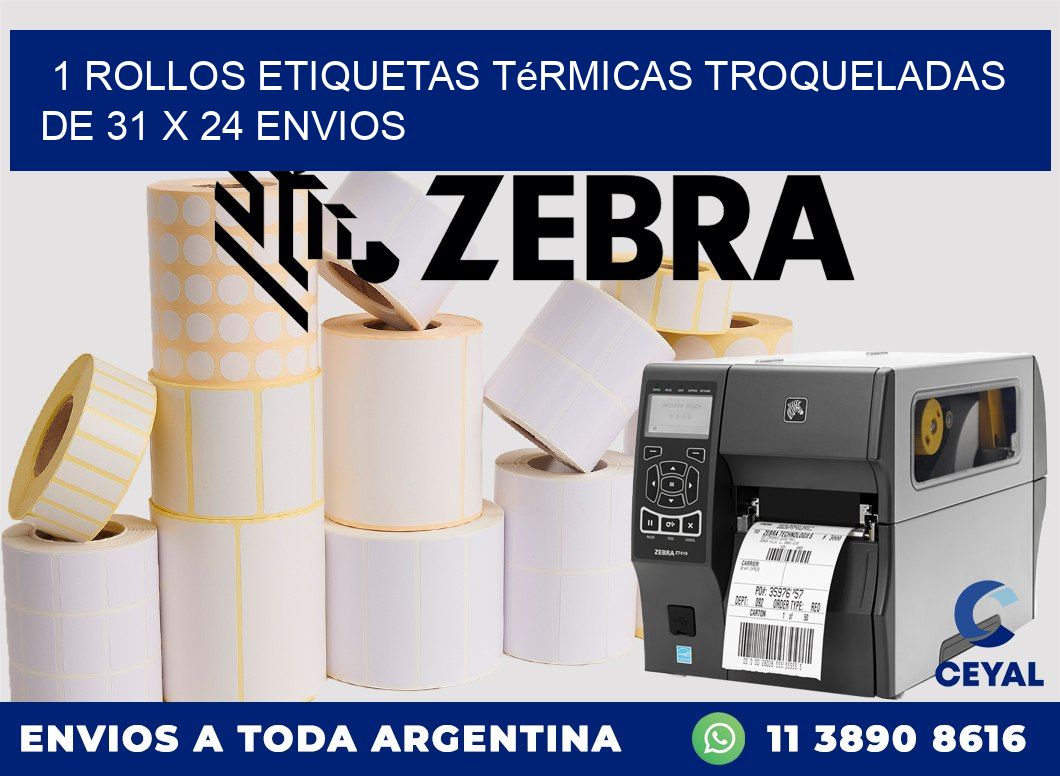 1 Rollos Etiquetas Térmicas Troqueladas De 31 x 24 ENVIOS