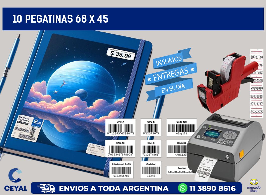 10 PEGATINAS 68 x 45