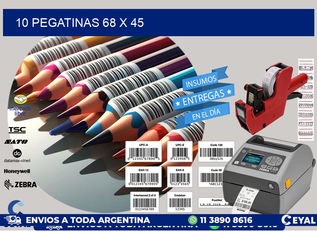 10 PEGATINAS 68 x 45